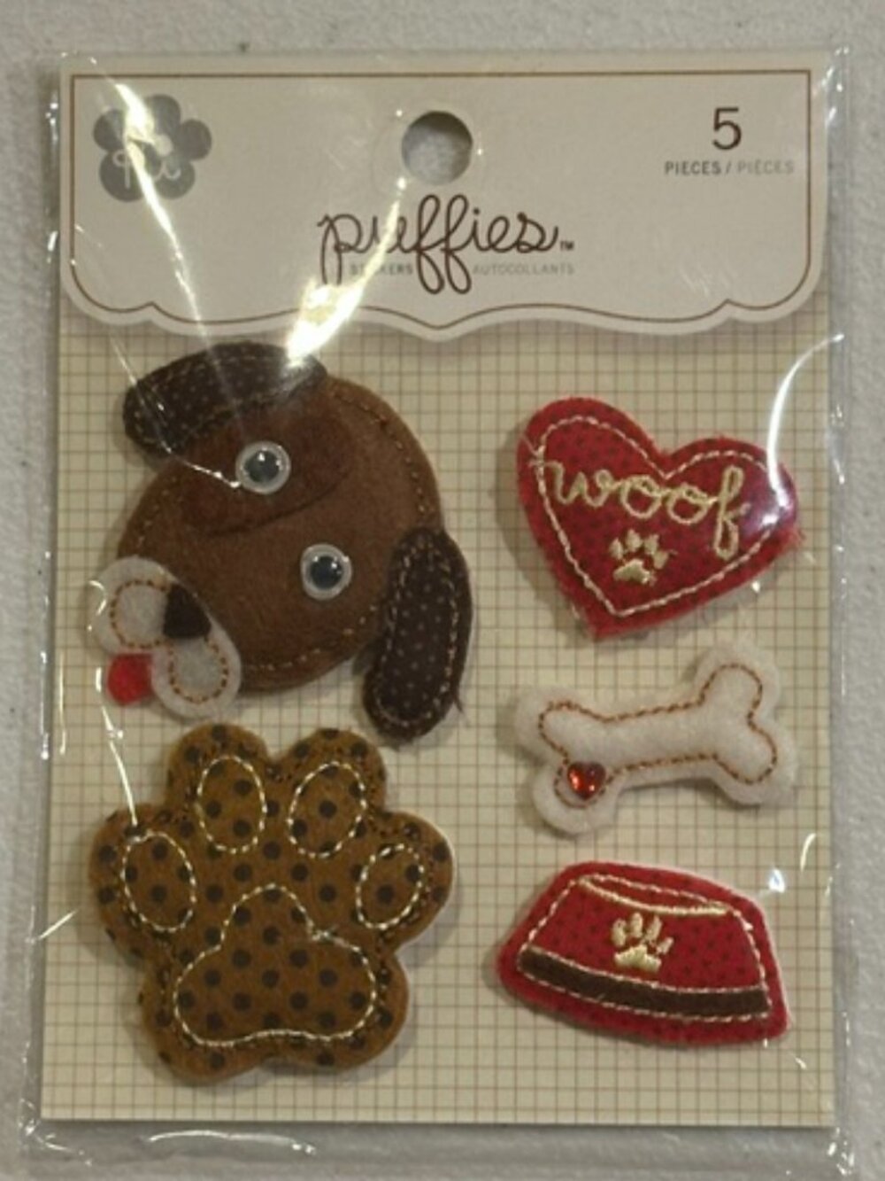 NEW Ki Memories Puffies Stickers "Dog's Life" #6164-5 pieces